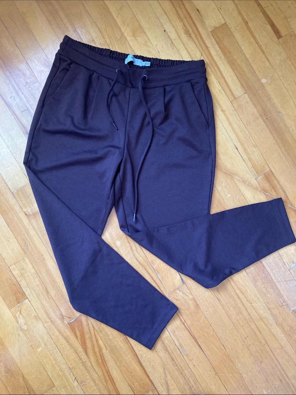 Slim Petite Brown Drawstring Tapered Trousers